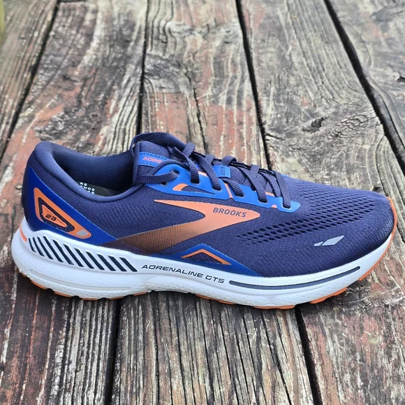 Brooks Adrenaline GTS 23 Mens Size 11 D Running Shoes 1103911D438 Blue Orange - Picture 4 of 11